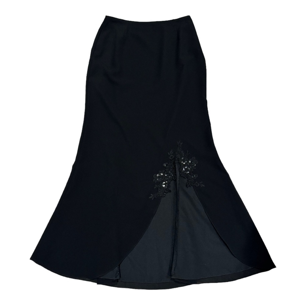 Joseph Ribkoff Vintage Black Trumpet Skirt With Embroidery & Sequins Size 6